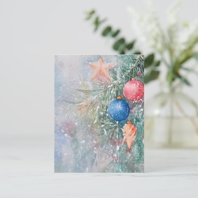 Aquarellbaum Weihnachtskarte | elegant Postkarte (Stehend Vorderseite)