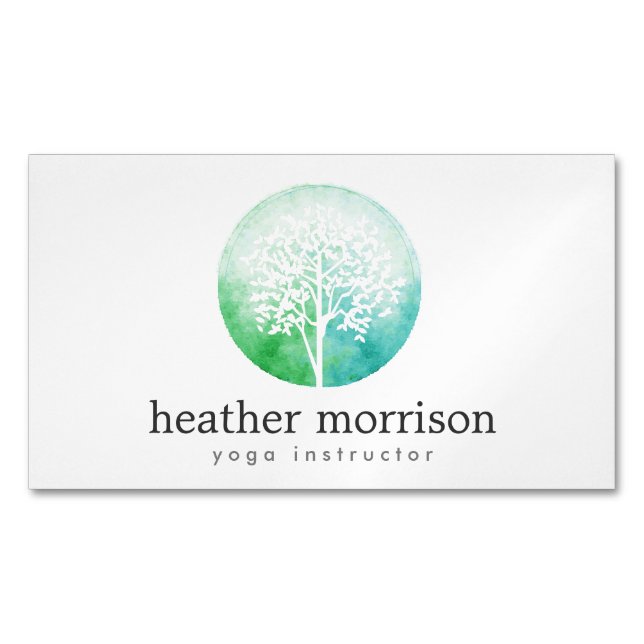 Aquarellbaum Yoga und Wellness Magnetic Magnetische Visitenkarte (Vorderseite)