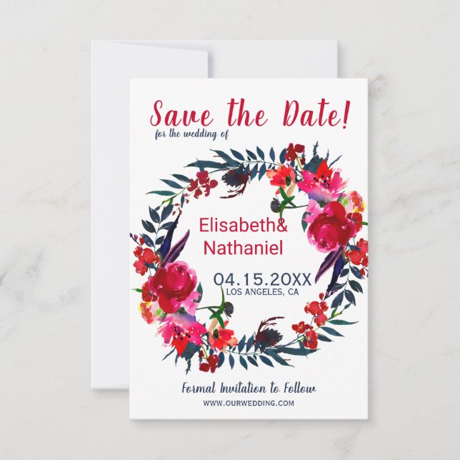 Aquarellbäumchen der Roten Marine rettete Datum de Save The Date (Vorderseite)