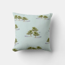 Aquarellbäume auf Kissen mit Throw