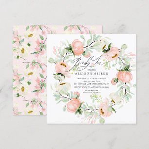 Aquarellbäume Blumenstrauß Baby Tee Einladung