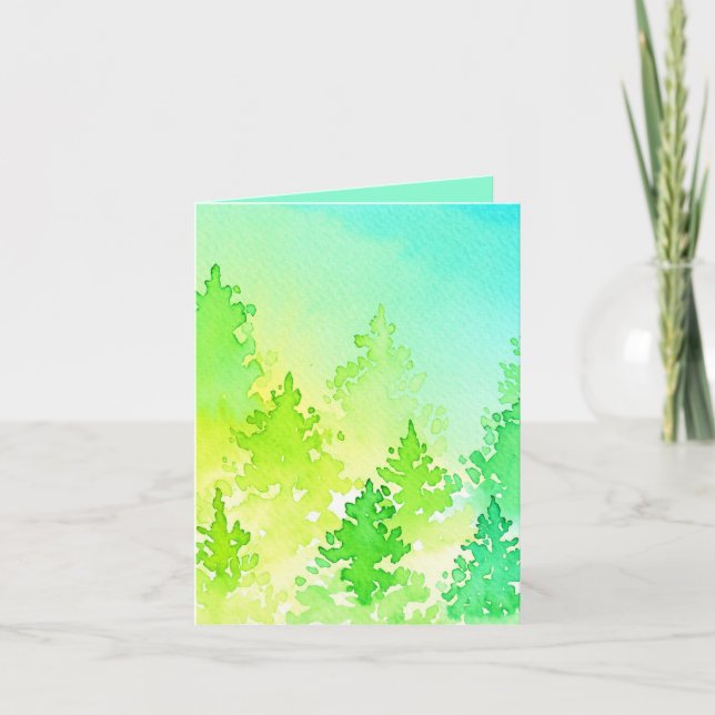 Aquarellbäume Danke Karte (Vorderseite)
