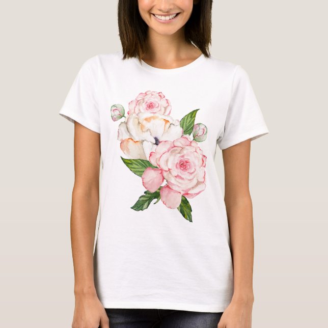Aquarellbäume in zarten Farben T-Shirt (Vorderseite)