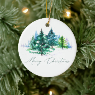 Aquarellbäume Keramik Ornament