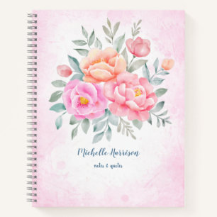 Aquarellbäume Rose Rosa Pfirsichblüte Notizbuch