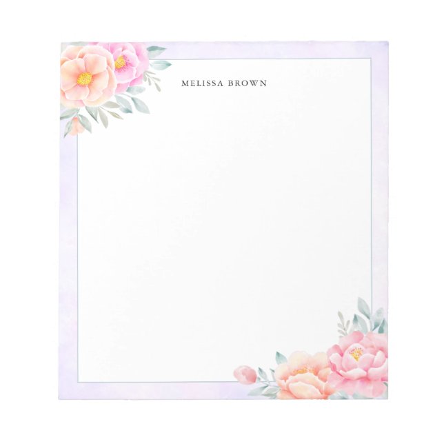 Aquarellbäume Rose Rosa Pfirsichpfirsich Boho Notizblock (Vorderseite)