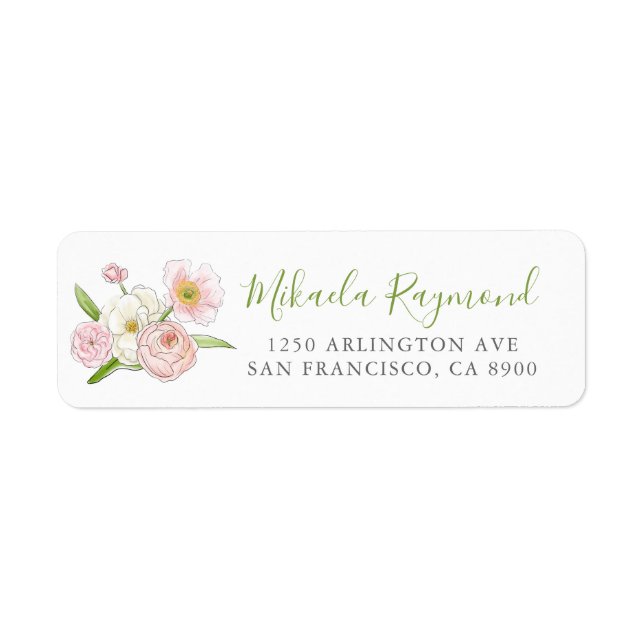 Aquarellbäume und Magnolische Rücksendeadresse (Vorne)