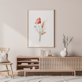 Aquarellbäume und wild lebende Blume Poster