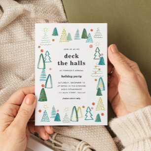 Aquarellbäume Weihnachtsfeierliche Party Einladung