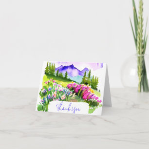 Aquarellberg und Wildblumen anpassbar Karte
