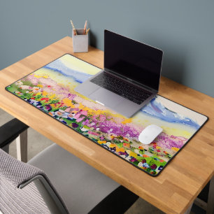 Aquarellberge und Wildblumen Schreibtischunterlage