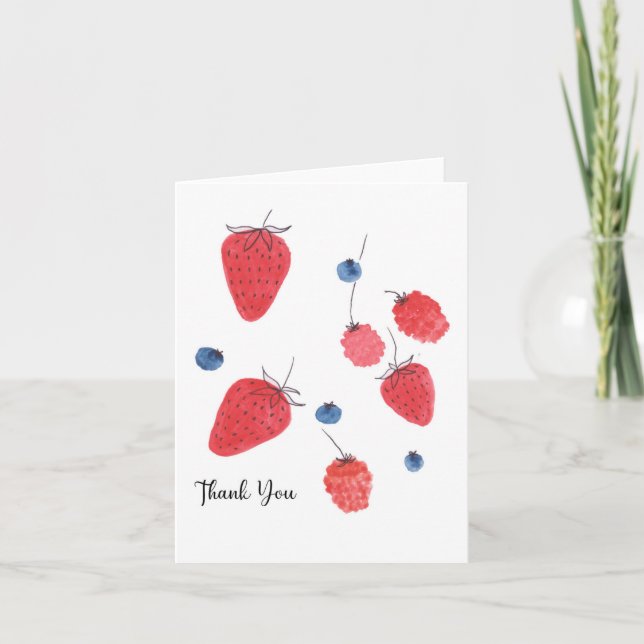 Aquarellberries Danke-Karte Dankeskarte (Vorderseite)