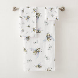 Aquarellbienen Badhandtuch Set