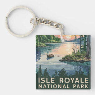 Aquarellbild der Isle Royale Schlüsselanhänger