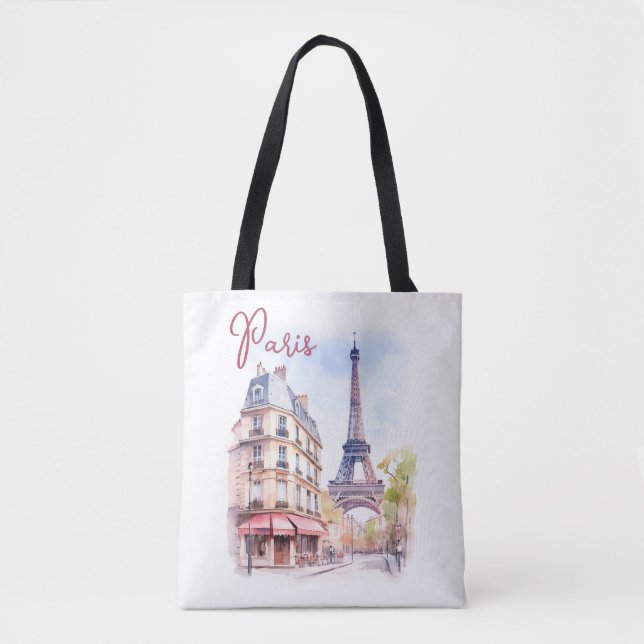 Aquarellbild des Pariser Eiffelturms Tasche (Vorderseite)