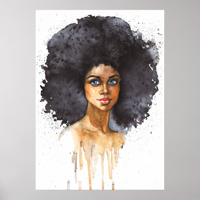 Aquarellbild einer afrikanischen Frau Poster (Vorne)