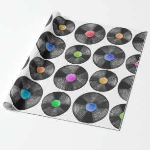 Aquarellbild einer Vinyl lp-Retroaufnahme Geschenkpapier
