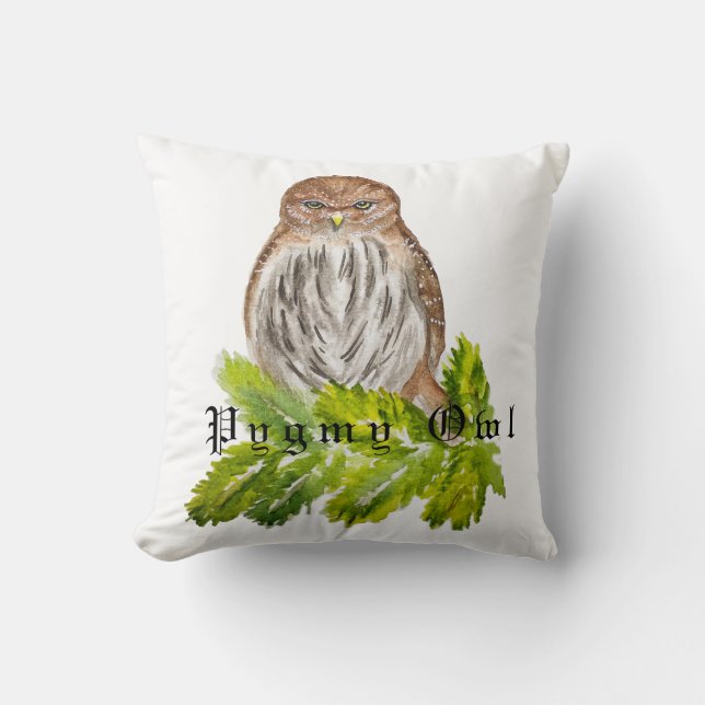 Aquarellbild einer Vogelscheule Kissen (Vorderseite)