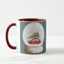 Aquarellbild einer Weihnachtsschneekugel Tasse