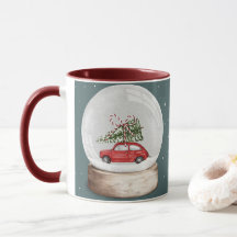 Aquarellbild einer Weihnachtsschneekugel