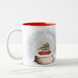 Aquarellbild einer Weihnachtsschneekugel Zweifarbige Tasse