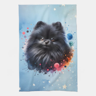 Aquarellbild für den Schwarzen Spitz Geschirrtuch