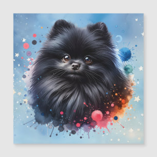 Aquarellbild für den Schwarzen Spitz Magnetkarte