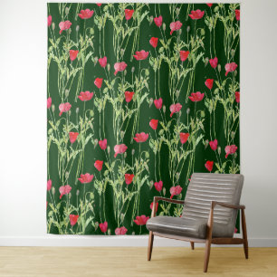 Aquarellbild Klatschmohn Wandteppich