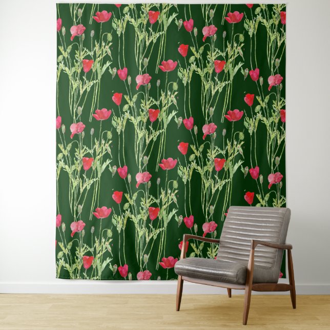 Aquarellbild Klatschmohn  Wandteppich (Beispiel)