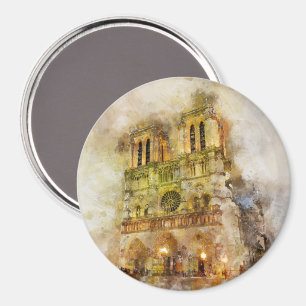 Aquarellbild Notre Dame Kathedrale Paris Magnet