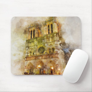 Aquarellbild Notre Dame Kathedrale Paris Mousepad
