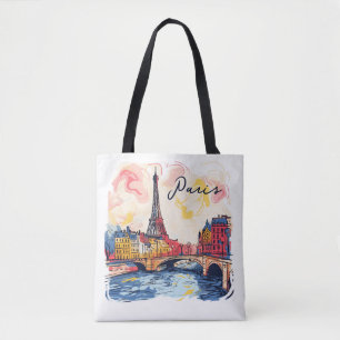 Aquarellbild Paris Eiffelturm Reisen Tasche