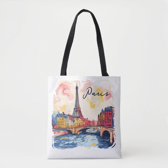 Aquarellbild Paris Eiffelturm Reisen Tasche (Vorderseite)
