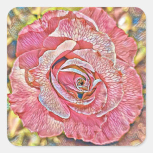 Aquarellbild rosa Rose Quadratischer Aufkleber