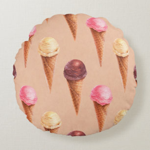 Aquarellbild von Eis. Nahtlose Pappe Rundes Kissen