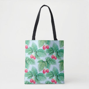 Aquarellbild von Himbeeren. Nahtlos Tasche
