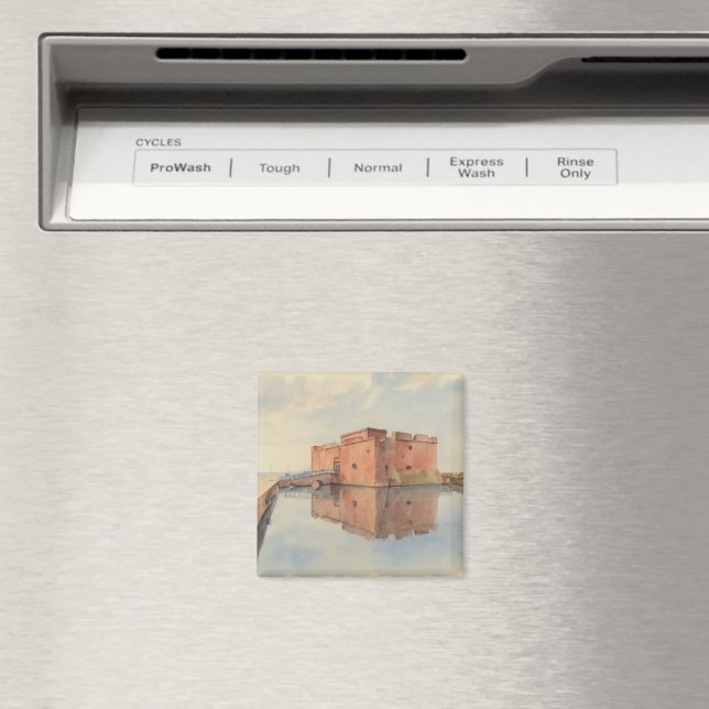 Aquarellbild von Paphos Castle Magnet (In Situ (Geschirrspüler))