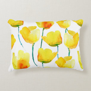 Aquarellbild von Tulpen. Nahtloses Pattern Dekokissen