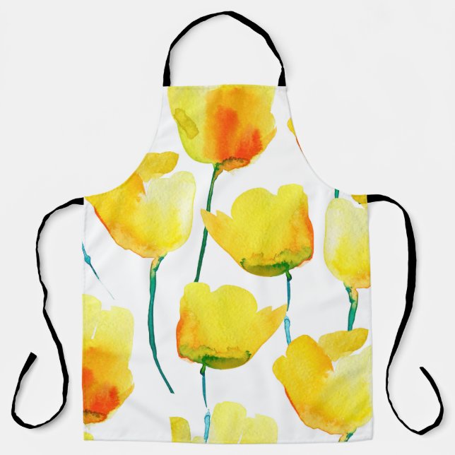 Aquarellbild von Tulpen. Nahtloses Pattern Schürze (Vorderseite)