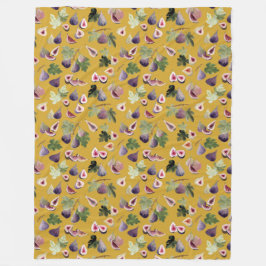 Aquarellbilder auf Senfgelb Fleecedecke