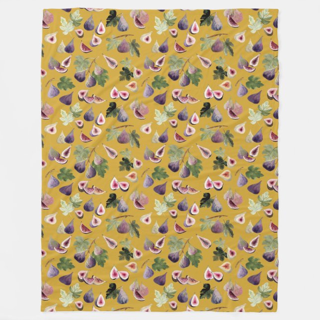 Aquarellbilder auf Senfgelb Fleecedecke (Vorderseite)