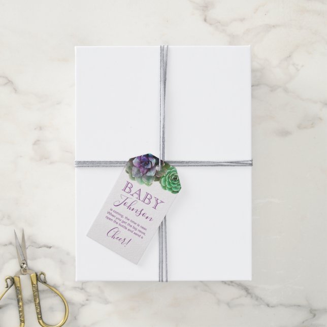 Aquarellbilder | Baby Showmarke Geschenkanhänger (Mit Garn)