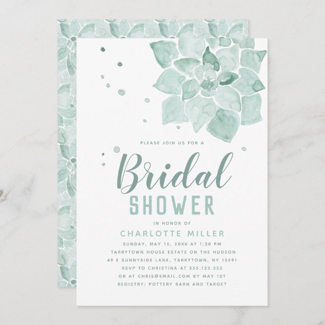 Aquarellbilder Bridal Dusche Einladung (Vorne/Hinten)