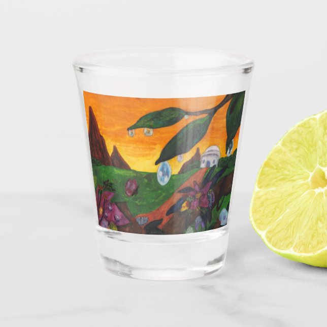 Aquarellbilder Butterfly Fantasy World Schnapsglas (Vorderseite)