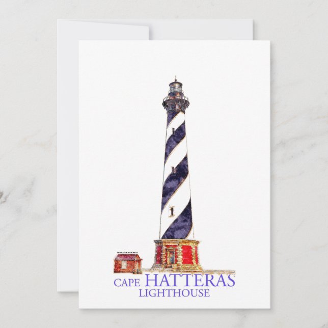 Aquarellbilder Cape Hatteras Leuchtturm Dankeskarte (Vorderseite)