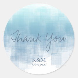 Aquarellbilder Danke Dusty Blue ID774 Runder Aufkleber