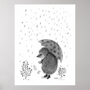 Aquarellbilder des niedlichen Igels Poster