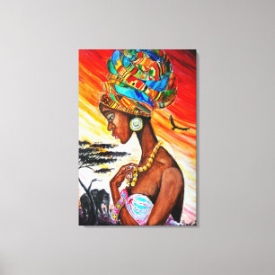 Aquarellbilder drucken - Afrikanische Prinzessin Leinwanddruck