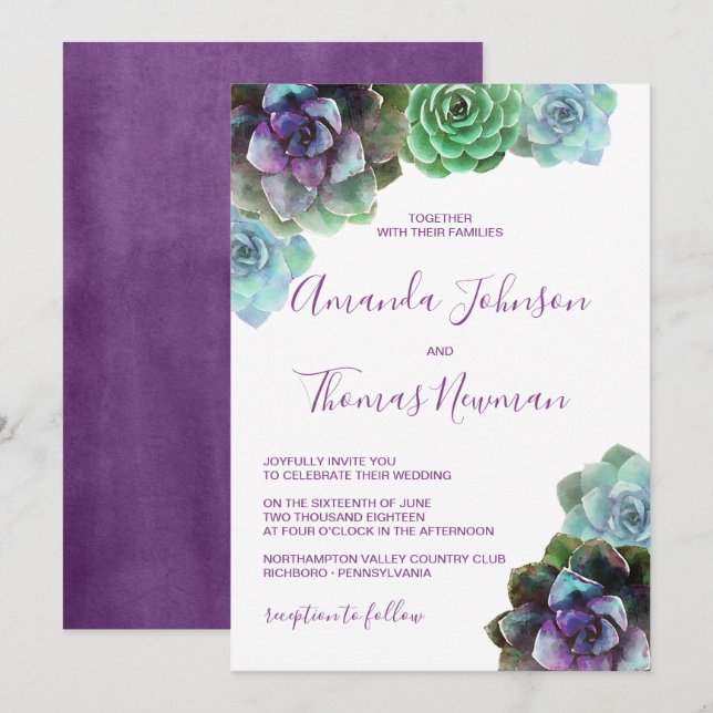 Aquarellbilder | Einladung zur Hochzeit (Vorne/Hinten)