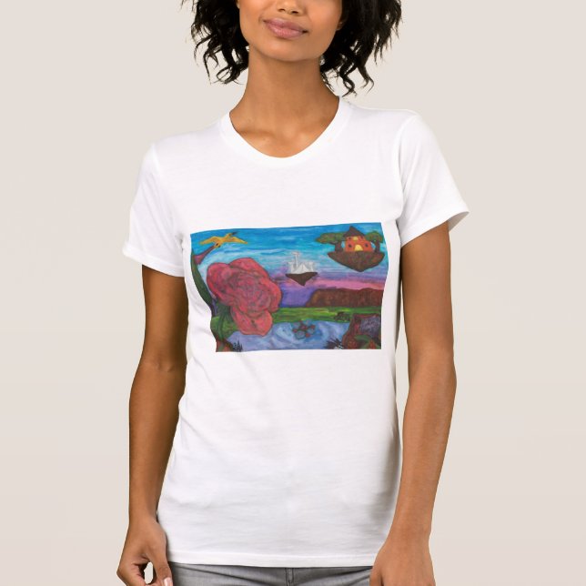Aquarellbilder Fantasy Rose Dimension T-Shirt (Vorderseite)